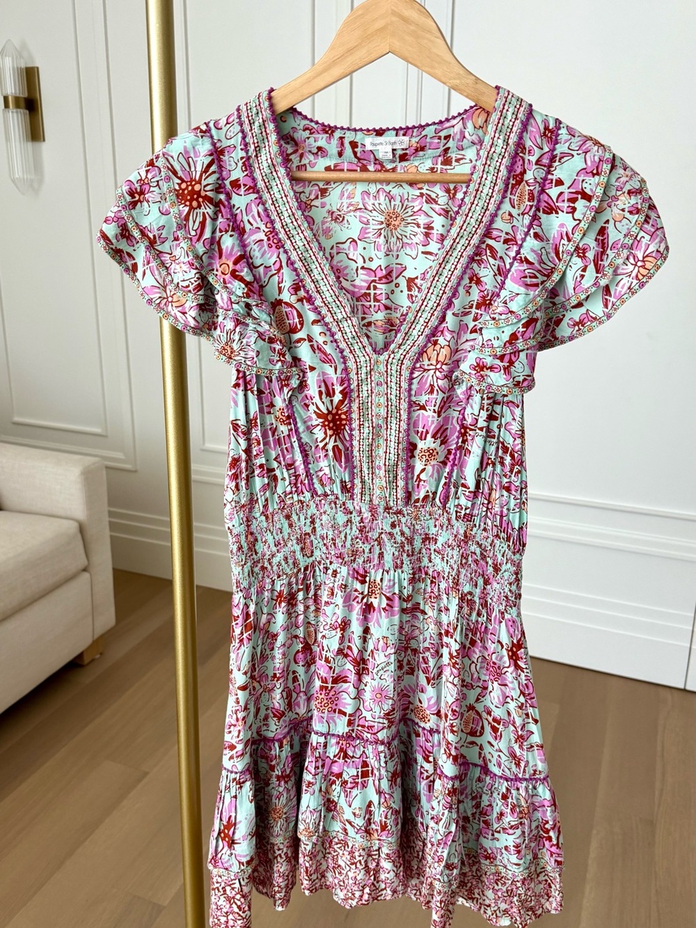 Poupette St Barth Floral Ruffle Mini Dress – Size M